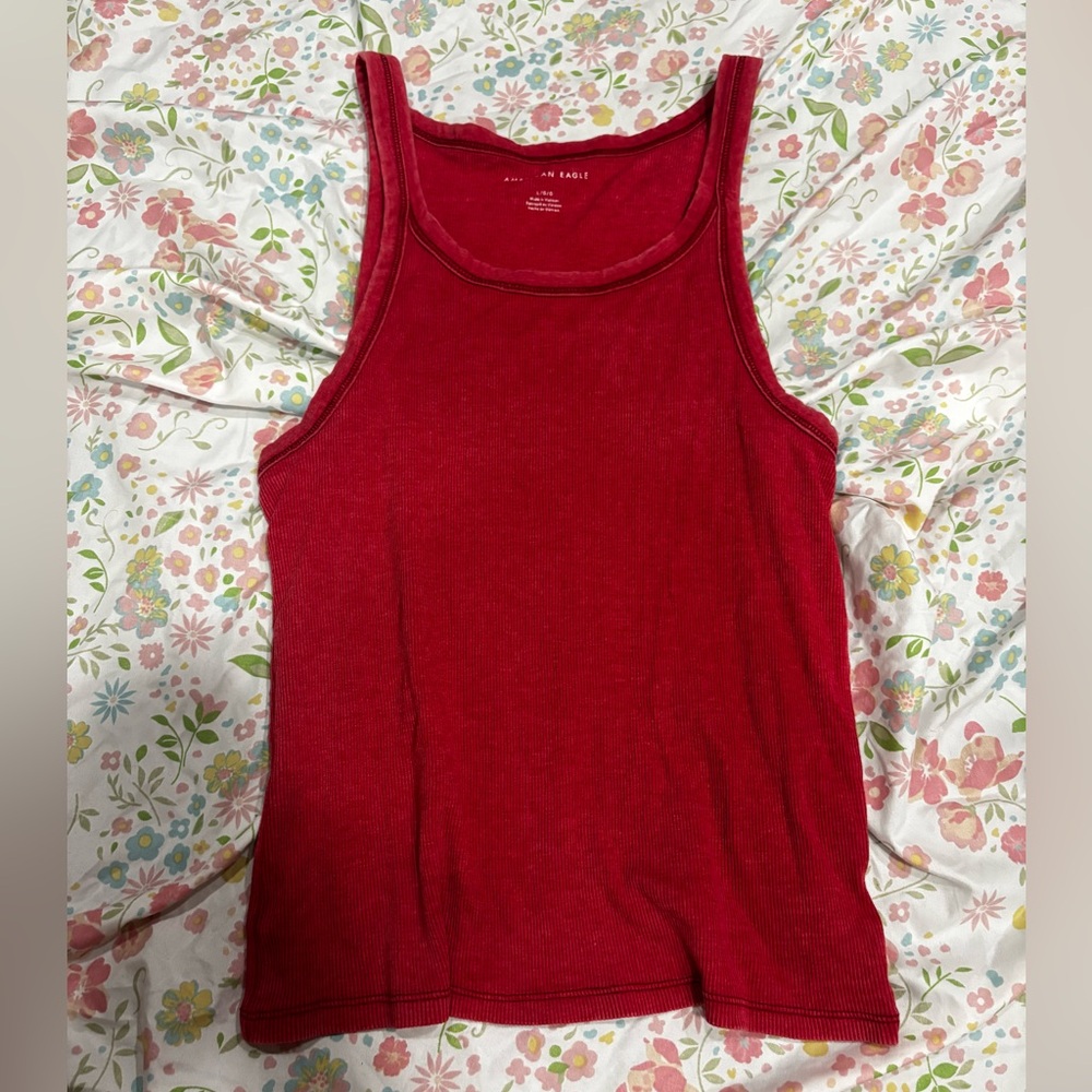 American Eagle Ribbed Red Tank Top